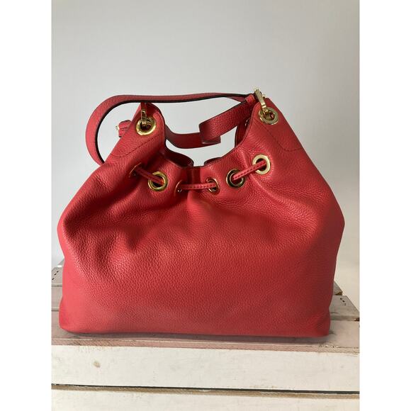 MICHAEL KORS, LARGE PINK PEBBLED LEATHER HANDBAG WITH TASSEL - Picture 4 of 16